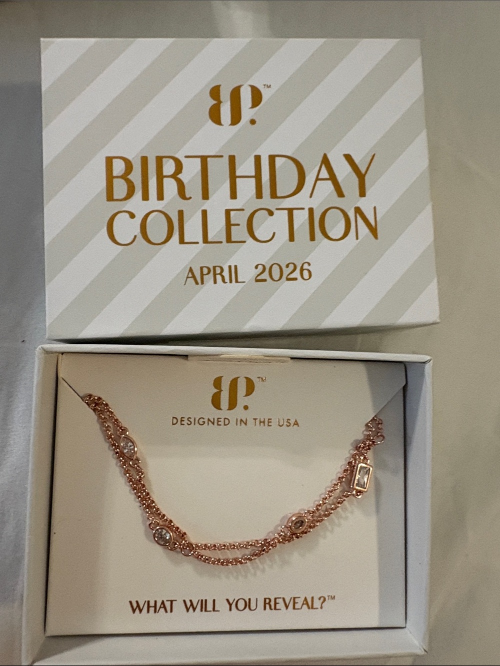 Birthday Collection Rose Gold Layered Necklace - April 2026